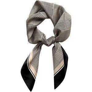 Pure Mulberry Houndstooth Square Scarf Women Soft Head Neck Scarf Gift Packed